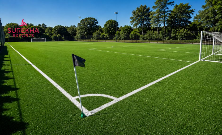 Eco-friendly artificial turf football ground with modern sustainable sports field design in 2026